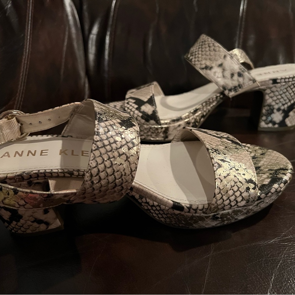 Anne Klein snakeskin sandals